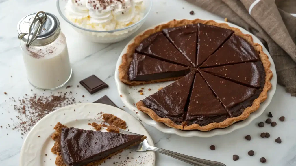 Pro tips for making Old Fashioned Chocolate Pie displayed with ingredients and a finished pie.